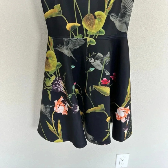 NWOT Ted Baker Sew in Love Floral Print Mini Dress Black Multi Women’s 2 - Picture 5 of 13